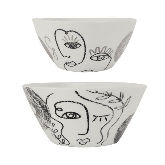 Juego de 2 Bowls de Porcelana resistente, 1.5L y 720ml - Crown Baccara