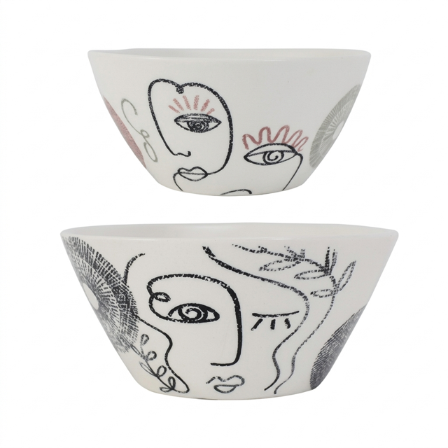 Juego de 2 Bowls de Porcelana resistente, 1.5L y 720ml - Crown Baccara