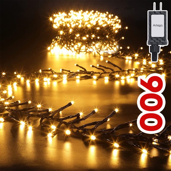 Luces de navidad serie 900 led jumbo size CLUSTER  alta densidad Decoración luces Navideñas eventos bodas LED christmas string cluster lights waterproof 8 modos de uso con temporizador Artego