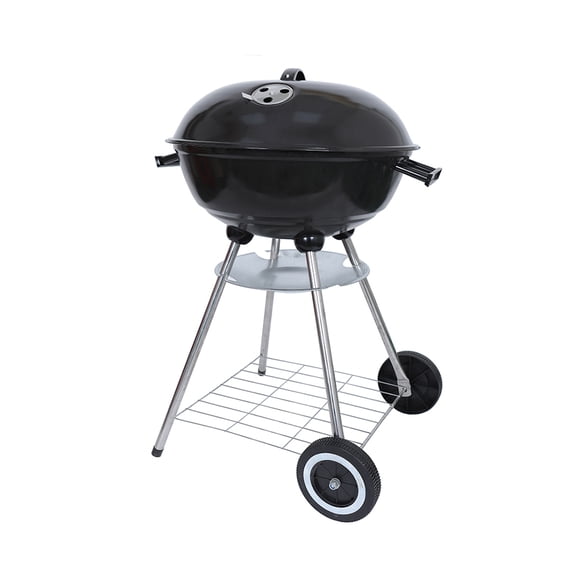 Ilios Innova | Asador Blaze de Carbón Portátil con Ruedas y Tapa, Parrilla Redonda, Diseño Compacto y Resistente, Acero Esmaltado Color Negro