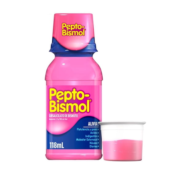 Antiácidos Pepto-Bismol Doble de Activo Suspensión Sabor Original Alivio de la acidez 118 ml