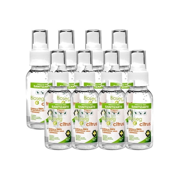 Spray sanitizante Bioseg 8pz Citrus Antibacterial Orgánico 60 ml cada uno