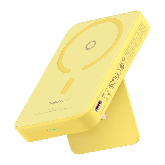 Power Bank Magnética 5000 mAh PD 20W Baseus MagPro con Soporte y USB-C lateral Amarillo