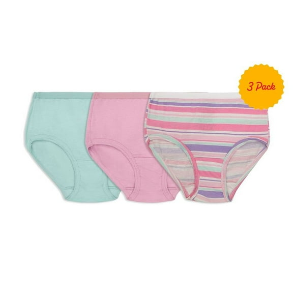 Pantaleta Fruit of the Loom para Niña, Algodón Premium 3 Piezas Multicolor Talla 10