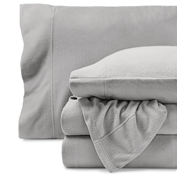 Juego de Sábanas de Vellón Polar Extra Lujoso Bare Home Tamaño King Gris Claro