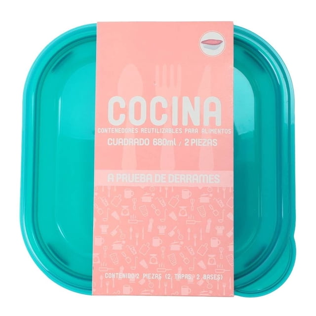 Contenedor de Alimentos Prichos Starpack Cuadrado 2 Piezas 680 ml