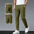 thumbnail image 2 of Amzcrzy Pantalones Clásicos Hombre Color Liso Cintura Elástica Cómodos Transpirables Elásticos Moda Informal Senderismo Pescar Correr Ejercicio Bolsillos Tallas S-3XL Verde, 2 of 8