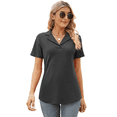 thumbnail image 3 of Camisas de Mujer con Cuello de Solapa, Cuello en V, Blusa de Corta, Blusa Informal Elegante. Gris S, 3 of 9