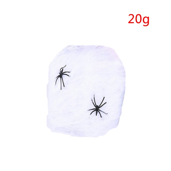 Billuyoard Accesorios de escena de fiesta de miedo de Halloween, telaraña elástica blanca, telaraña, decoración de Halloween de terror para Bar, casa Kits de decoración para fiestas blanco 20g