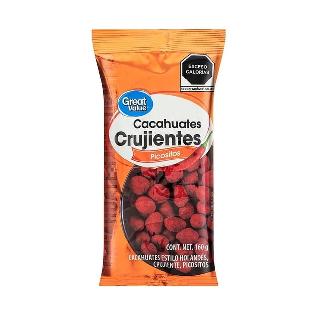 Cacahuates Great Value crujientes picositos 160 g