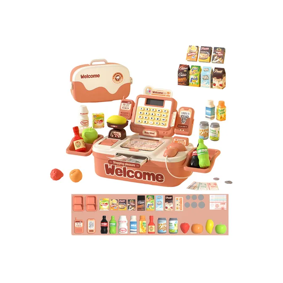 Juego De Juguetes De Cajas Registradoras Para Niños 46 Pieza Xtellar rosa