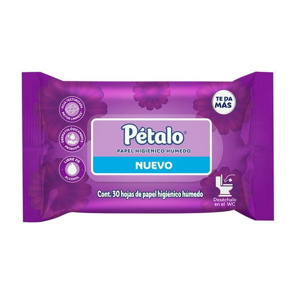 Papel Higiénico Húmedo Pétalo 1 paquete con 30 hojas c/u