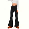 thumbnail image 2 of Amzcrzy Pantalones Acampanados Para Mujer Pantalones De Yoga Elásticos, De Pierna Ancha Y Cintura Alta, De Color Liso, Que Controlan El Abdomen Pantalones Ligeros Y Suaves Para Mujer S-2XL Negro, 2 of 6