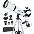 thumbnail image 1 of Telescopio 80 mm Apertura 600 mm - Telescopio refractor portátil astronómico Revestimientos totalmente multicapa de alta transmisión Montura AZ con trípode Adaptador para teléfono Bolsa de transporte, 1 of 5