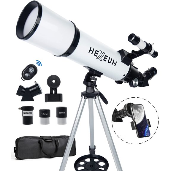 Telescopio 80 mm Apertura 600 mm - Telescopio refractor portátil astronómico Revestimientos totalmente multicapa de alta transmisión Montura AZ con trípode Adaptador para teléfono Bolsa de transporte