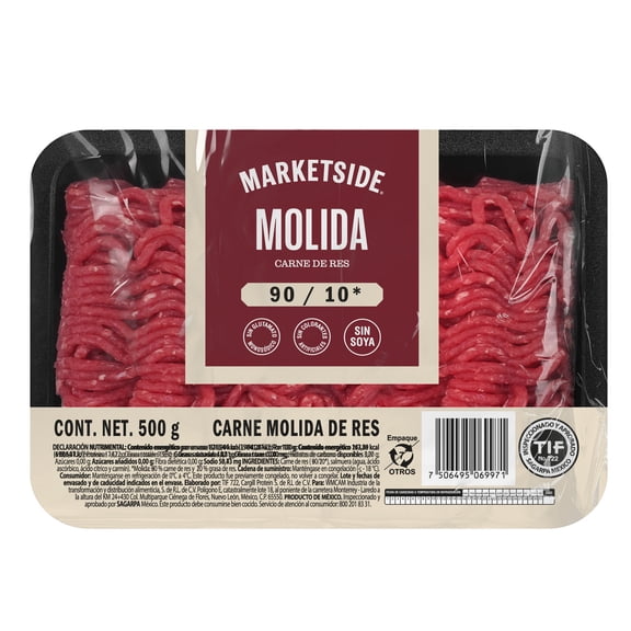 Molida De Res Marketside 90/10 Con 500 G