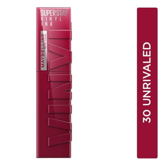 Labial líquido brillante de larga duración, Maybelline Superstay Vinyl Ink tono Unrivaled 30, 4.2ml