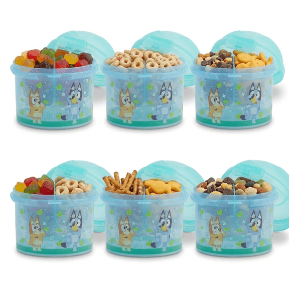 Set 6 Recipientes Plástico Con Tapa Bluey 200 ml