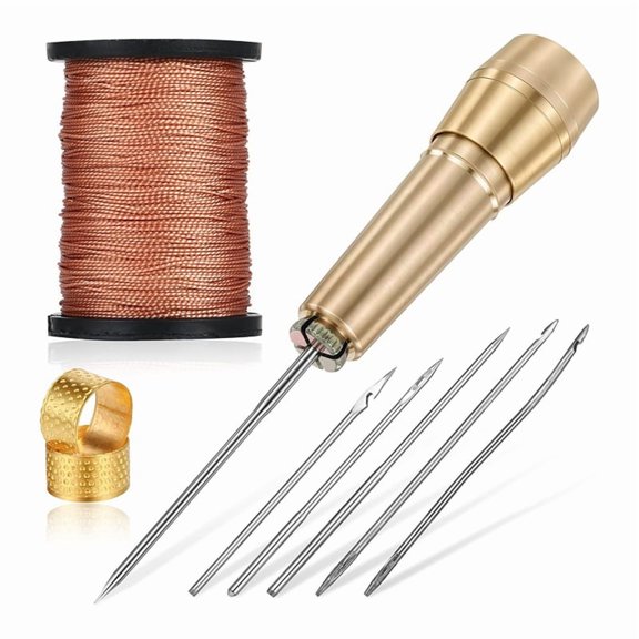 Kit de 9 Punzones para Coser  con  de Cobre y 6 Agujas para Manualidades de , Kit de Agujas para Reparar Zapatos