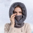 thumbnail image 2 of Gorro para mujer, bufanda, máscara, invierno, tejido, protección cálida, gris Zulema Bufanda para mujer, 2 of 6