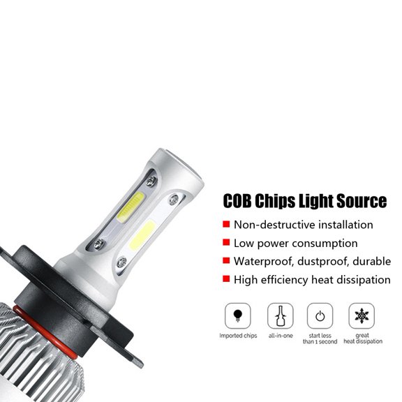 2 Uds H4 Faros LED 36W 8000LM Faro Coche Hi/Lo Haz