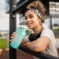 thumbnail image 1 of Botella de agua deportiva portátil 500ML | Taza para shaker de proteínas con báscula para mezclar, tapa abatible a prueba de fugas, agitador incorporado, boca grande fácil de limpiar | Gimnasio, 1 of 6
