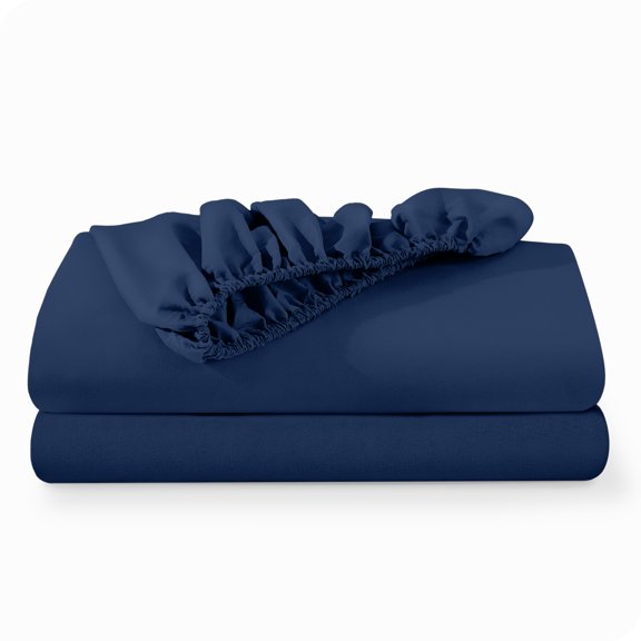 Sábanas Ajustables Bare Home Paquete de 2 Colección Premium 1800 Ultra Suaves Tamaño Twin XL Azul Oscuro