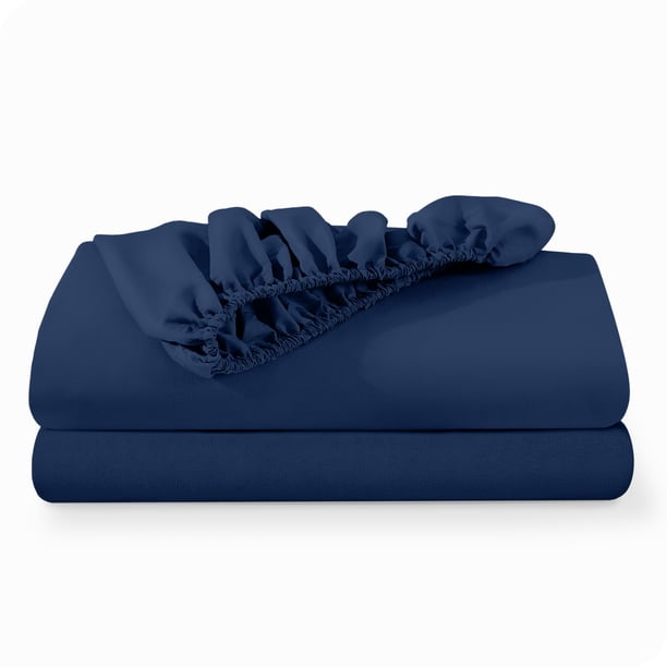 Sábanas Ajustables Bare Home Paquete de 2 Colección Premium 1800 Ultra Suaves Tamaño Twin XL Azul Oscuro