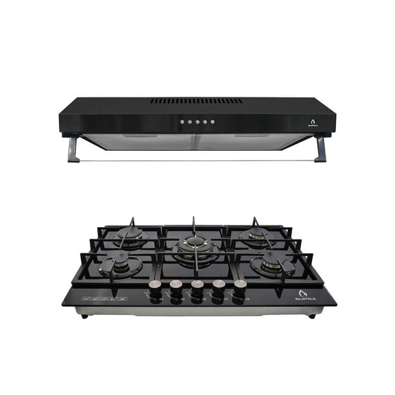 Combo Parrilla 5Q-PG-76 SUPRA y Campana Nube 76 cm Negra de Pared PADOVA