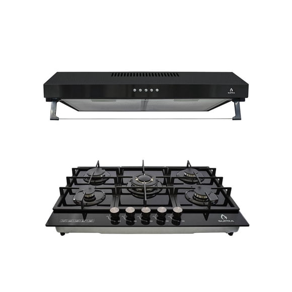 Combo Parrilla 5Q-PG-76 SUPRA y Campana Nube 76 cm Negra de Pared PADOVA