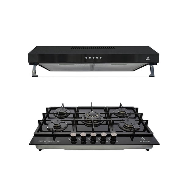Combo Parrilla 5Q-PG-76 SUPRA y Campana Nube 76 cm Negra de Pared PADOVA