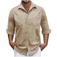 thumbnail image 2 of pstuiky Camisas casuales de manga larga para hombre, Cárdigan con capucha y manga larga para hombre, informal, de color liso, con bolsillos dobles y cremallera camisetas de hombre s, 2 of 7