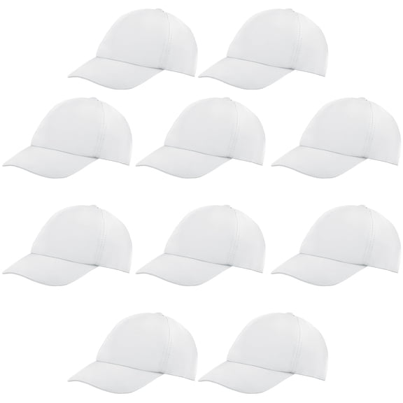Gorras IJRPLM blancas de béisbol, pack de 10, talla infantil