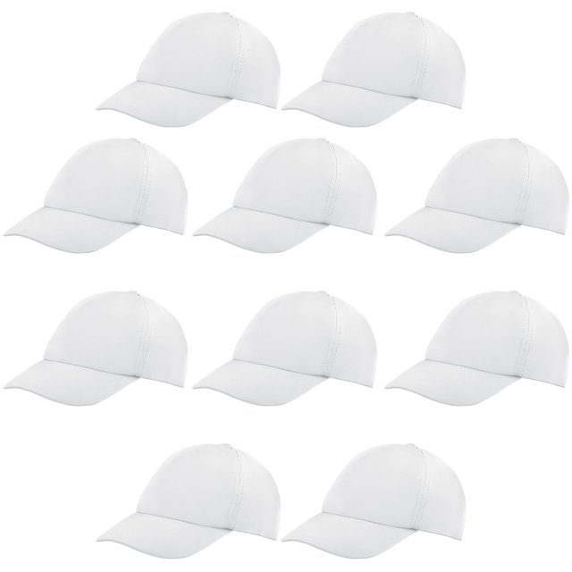 Gorras IJRPLM blancas de béisbol, pack de 10, talla infantil