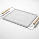 thumbnail image 1 of Bandeja Charola Metálica Rectangular Y Asas De Madera, 1 of 5