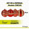 thumbnail image 2 of Esferas para árbol de navidad Artego extra grandes de 15 cm de diámetro paq 4 esferas  Circus * Línea Caramel 4 acabados distintos, en tonos rojo y dorado, para colgar Christmas ornaments, 2 of 6