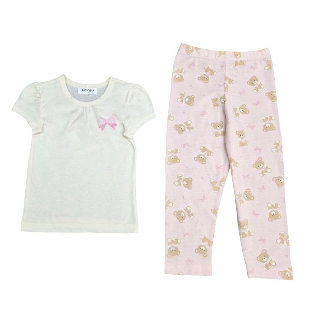 Pijama George para Beba Set Playera Manga Corta con Pantalón Blanco Talla 1 Año