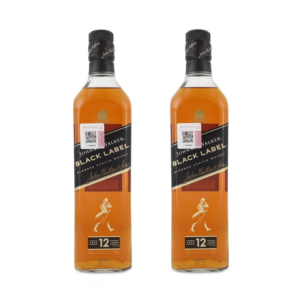 Paquete De 2 Whisky Johnnie Walker Black Label Blended Scotch 750 ML X2