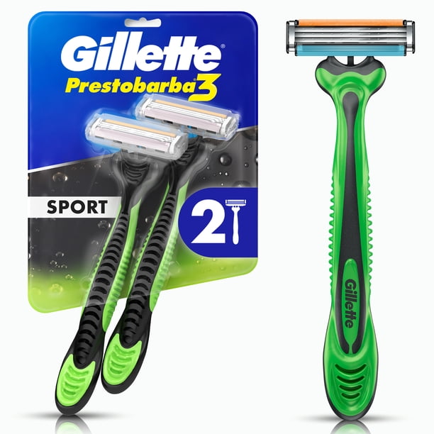 Rastrillo Gillette Prestobarba3 Sport con 3 Hojas para Rasurar al Ras 2 pzas