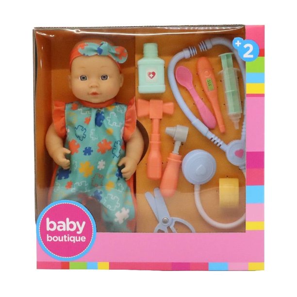 Set de Muñeca Baby Boutique de 30 cm con Accesorios de Doctora Multicolor 12 Piezas