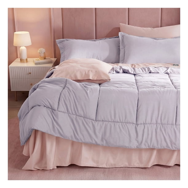 Set Edredón King Size + Funda De Almohada + Sábanas 7 Pzas Real Textil Lavanda - Palo de Rosa