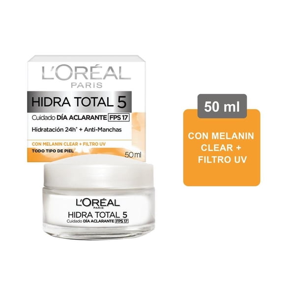 Crema facial L'Oréal hidra total 5 aclarante fps 17, 50 ml