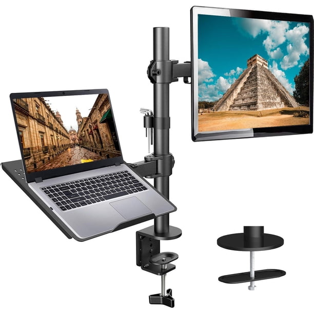 Soporte para Laptop y Monitor MORNWELL Negro Ergonomico y Ajustable 17-32 Pulgadas