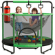 thumbnail image 1 of Trampolín Brincolín Infantil Hurtle, 140cm de Diamentro con Red de Seguridad, Barral de Altura Ajustable 157-168cm, Incluye Saco de Boxeo, Hamaca, Aros y 20 Pelotas, Soporta 55Kg, Interior y Exterior, 1 of 7