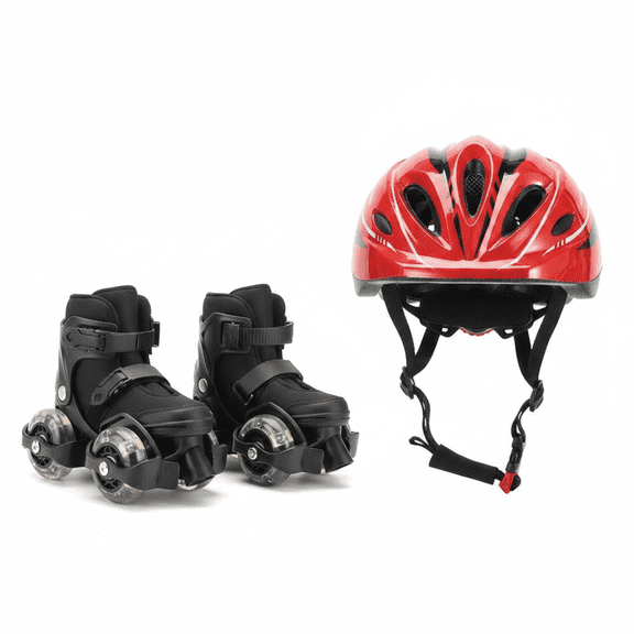 Zapatos con ruedas,Zapatos con ruedas dobles ajustables para niños,Patines luminosos para niños,patines de ruedas,zapatos con ruedas,Casco