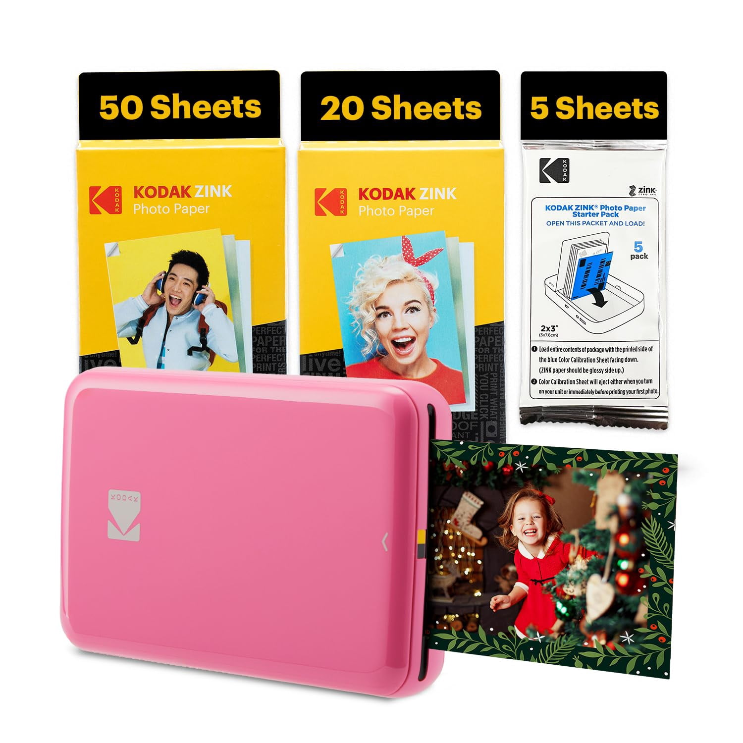 KODAK Step - Impresora fotográfica instantánea para Smartphone – Paquete de 75 Hojas – Mini Impresora portátil inalámbrica a Color – Zink 2 x 3 Pulgadas – Bluetooth Compatible con Dispositivos
