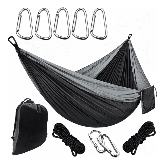 Hamaca Algodón Para Exterior Jardín Camping Portátil Mueble Negro/Gis