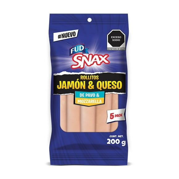 Rollito de queso mozarella FUD SNAX y jamón de pavo 200 g