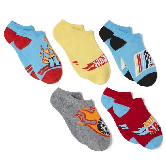 Calcetines Hot Wheels para niños, coche de carreras, paquete de 5 unidades, sin tobillo