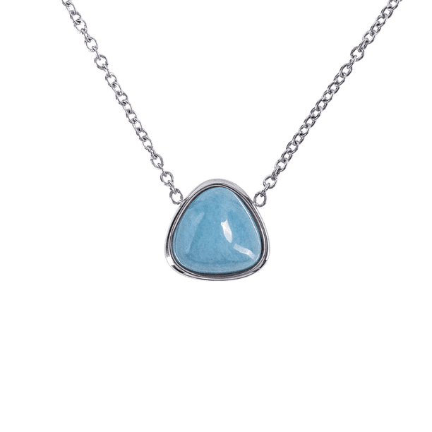 Collar para Mujer de Cuarzo LuckyLy, Acero Inoxidable con Dije de Piedra Natural, Modelo Aline azul acero UNITALLA